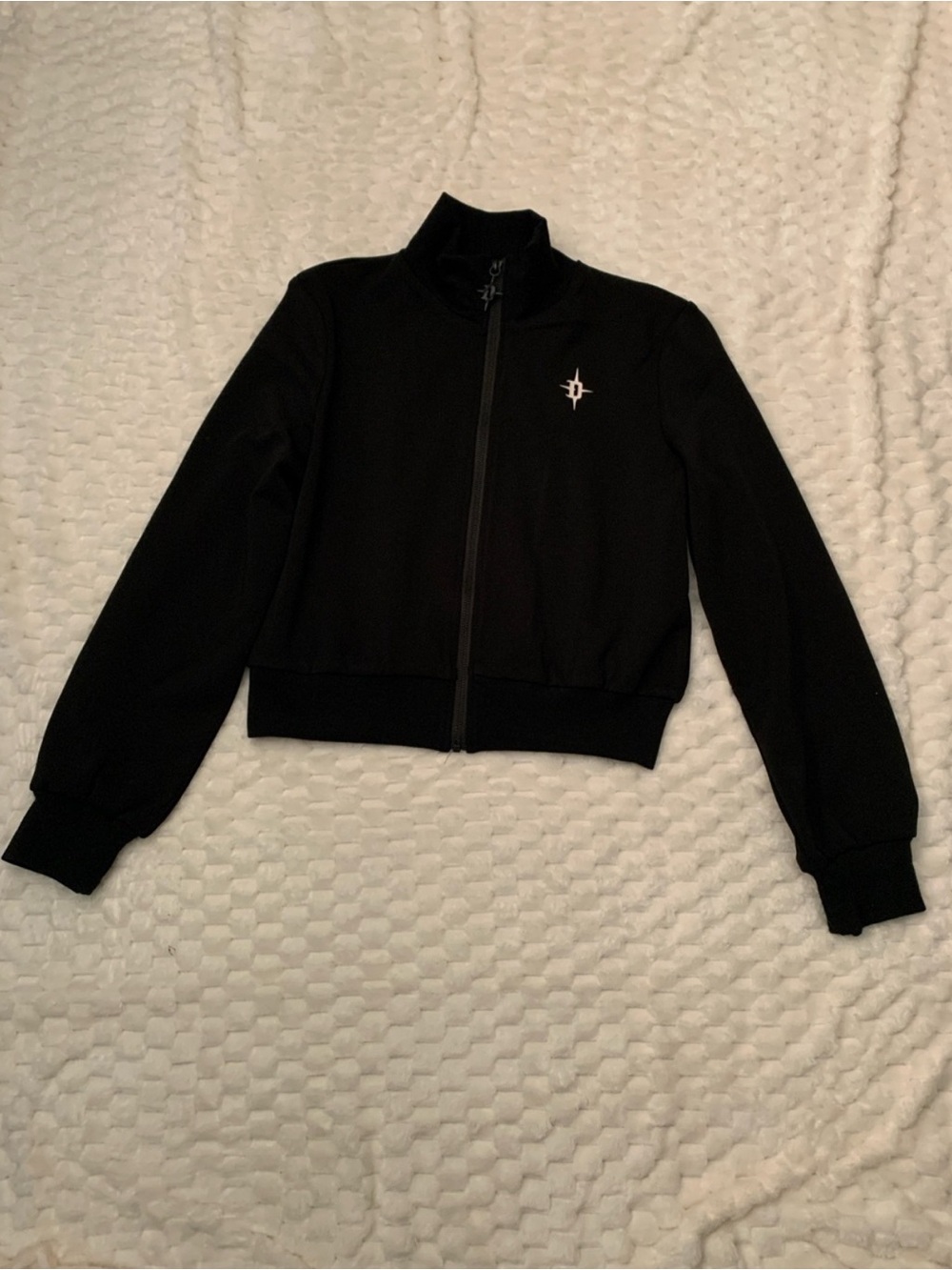 Dolls Kill Darker Wavs Black Zip-Up Jacket, Size XXS, NWT